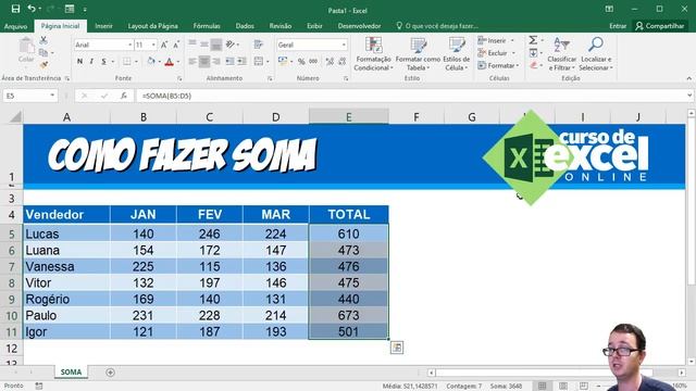 Como usar a Função Soma para SOMAR no EXCEL - Curso de Excel em 1 Minuto смотреть онлайн