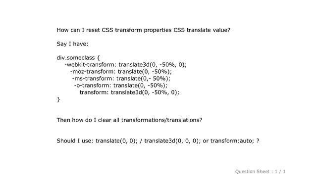 CSS : How to reset CSS3 *-transform: translate(â€¦)? смотреть онлайн