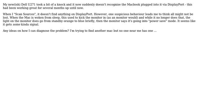 Dell U271 monitor DisplayPort suddenly not working смотреть онлайн