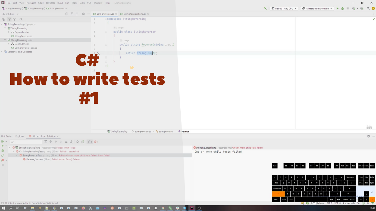 Тест на c1. Перевернуть строку в питоне. Python Инвертировать строку. Unit Test c#