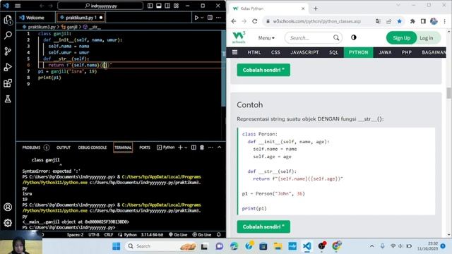 PYTHON CLASS AND OBJECTS  || INDRI_E1E122100