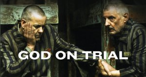 Станкевичюс смотрит отрывок фильма "Суд над богом" о взаимоотношениях Бога и евреев