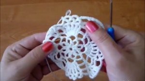 Квадратная салфетка с ананасами крючком (Crochet. Square napkin with pineapple)