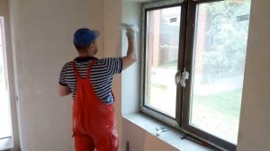 Поклейка стеклохолста на откос, на шпаклевку