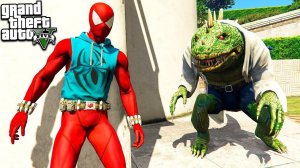 АЛЫЙ ЧЕЛОВЕК ПАУК ПРОТИВ ЯЩЕРА В ГТА 5 МОДЫ! SCARLET SPIDERMAN ОБЗОР МОДА В GTA 5 ВИДЕО