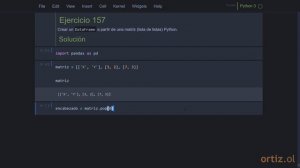 Pandas - Ejercicio 157: Crear un DataFrame a partir de una Matriz Python