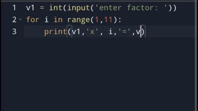 how to print multiplication table in python