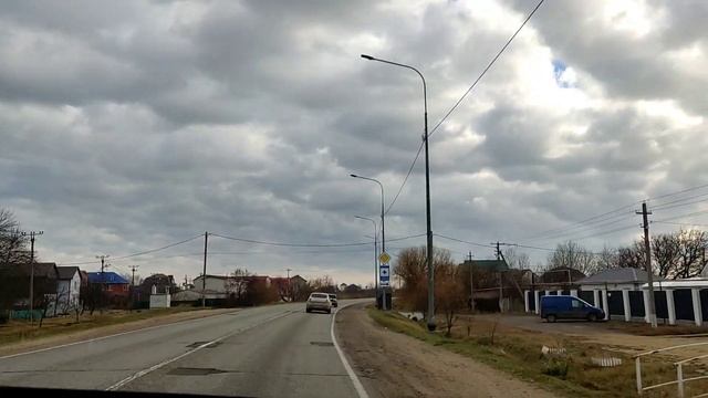 Обстановка зимой в поселке у моря. Пересыпь Темрюкский район Краснодарский край. Едем на машине.