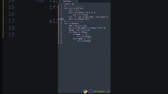 ?Python : How Ransomwares works .(#python3 Hack Tools--How to encrypt files--reverse string) #short