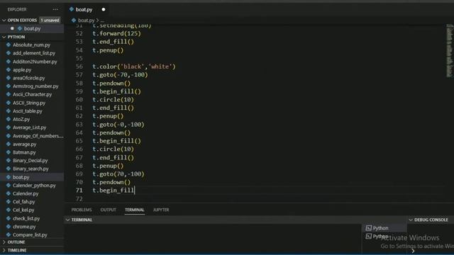 Draw Boat | Full Python Code || Python Turtle