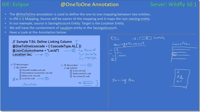 JPA Entiry 1 to 1 | Part 4 - OneToOne Annotation | JavaEE EJB JPA Tutorials #35 смотреть онлайн