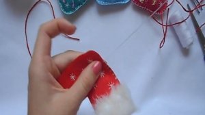 Новогодние игрушки из фетра своими руками /новогодний носок, носочек Мастер класс / декор