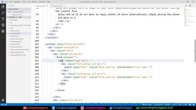 Developing Contact Us Page (with Bootstrap Contact Form) of the Bootstrap Website | Tutorial - 15