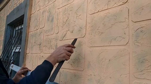 Имитация фасадной плитки из армирующего клея за копейки. смотреть онлайн