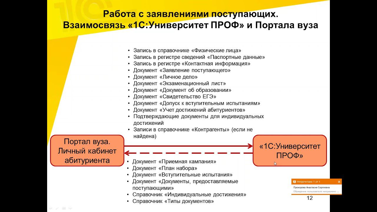 1С:Университет ПРОФ: личный кабинет поступающего