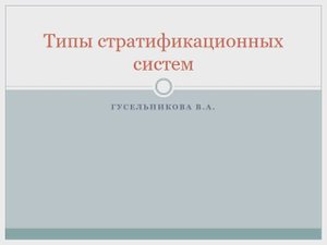 Типы стратификационных систем
