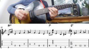 Walking Bass Guitar + Chords - F Blues (Jazz Guitar Lesson)