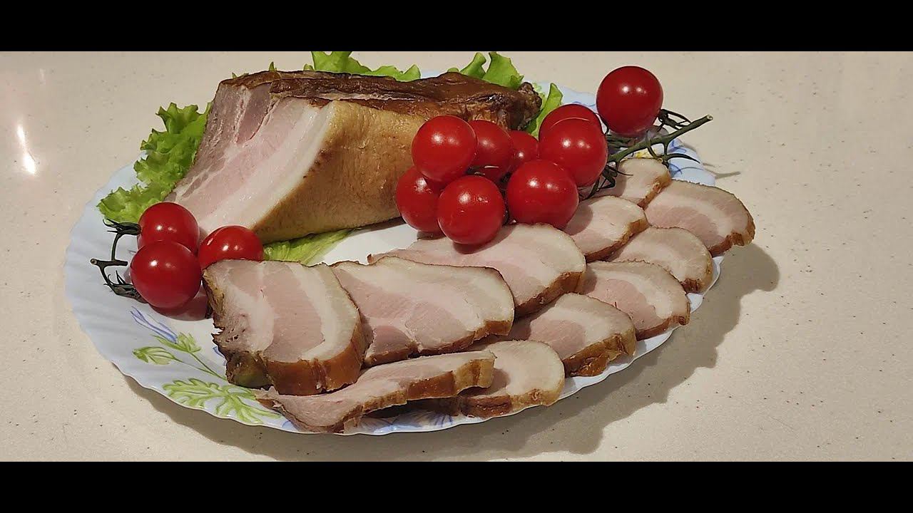 Копчёная грудинка на даче