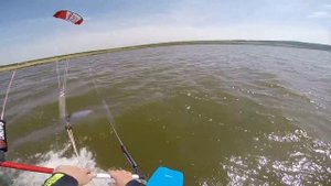 Кайтинг. Косоголь. Второй день на кайтборде, есть небольшой прогресс :)