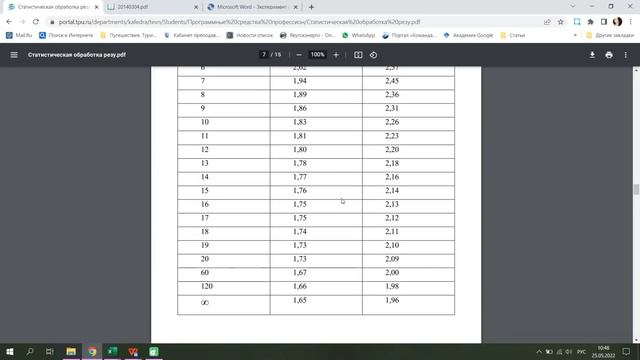 Статистическая обработка результатов исследований. Statistical processing of the results of studies