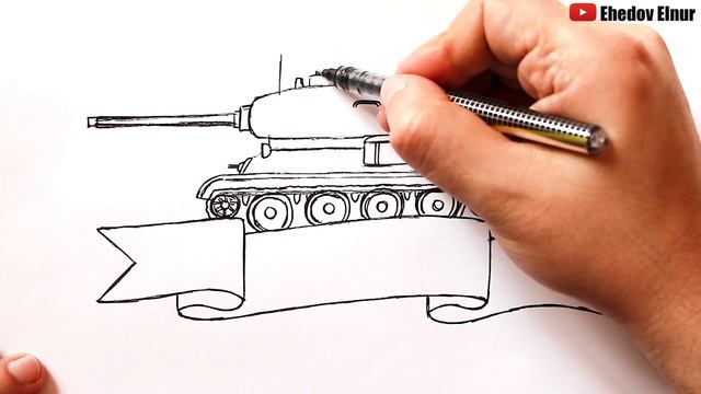Как нарисовать Танк на 9 мая l Танк Победы Т-34 смотреть онлайн