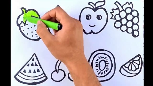Рисование фруктов для детей | Drawing fruits for children|Bolalar uchun mevalar rasm chizish
