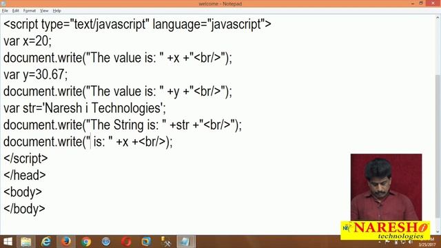 JavaScript Variables | JavaScript Tutorial | Mr. Subba Raju