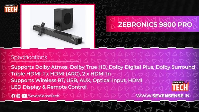 Zebronics 9800 Pro Soundbar, Budget Dolby Atmos Soundbar vs 9700 Pro Soundbar | Hindi смотреть онлайн