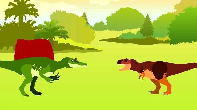 Веселые Динозаврики мультик - Спинозавр Vs Тирранозавр Рекс