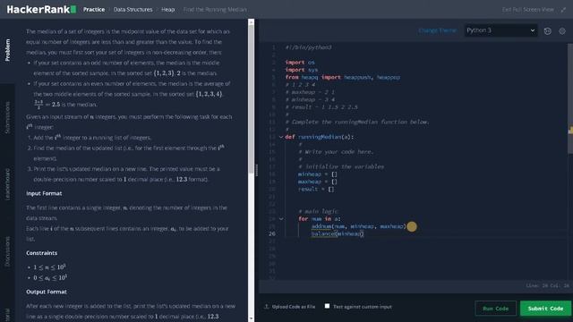 149 - Find the Running Median | Heap | Hackerrank Solution | Python