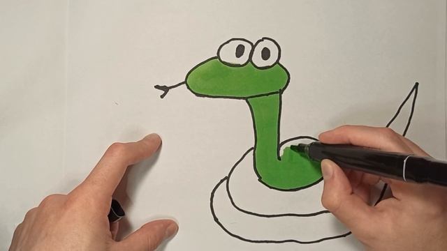 How to draw a snake easy step by step | Как нарисовать змею легко и просто детям смотреть онлайн
