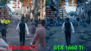 RX 6500 XT vs. GTX 1660ti - Assassin's Creed Unity - 1080p