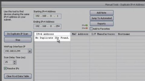 Duplicate IP Address Scanner
