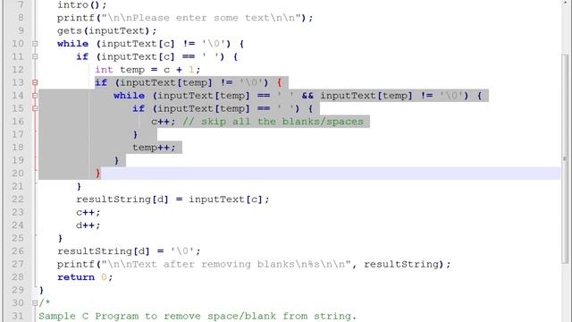 REMOVE EXTRA SPACE FROM STRING C PROGRAM смотреть онлайн
