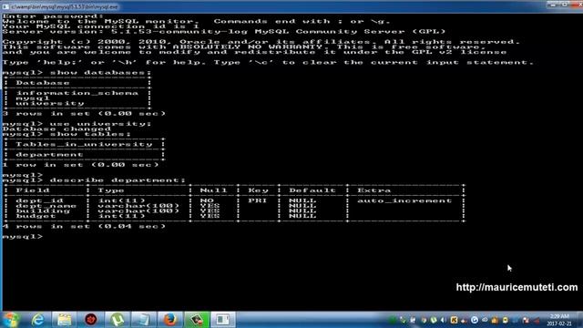 Structured Query Language Tutorial SQL Part 19   BETWEEN Operator Command Prompt   Console