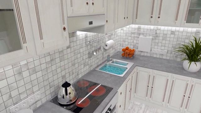 Современная классическая белая кухня и технический дизайн проект квартиры