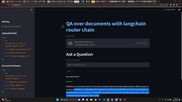 QA over documents with Auto vector index selection with Langchain router chains.