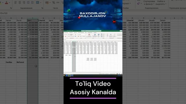 EXCEL DASTURIDA YANGI QATOR QO'SHISH