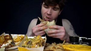 ASMR MUKBANG GIANT BURRITOS LOADED CHEESE FRIES & CHIPS | WITH CHEESE | Magic Mikey