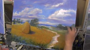 Пейзаж, пшеничное поле.Уроки для новичков, масляная живопись.И.Сахаров