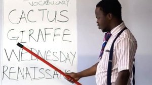 Негр, не знающий английский.???