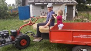 Сцепление мотоблока под ногой . Проба.