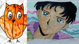 Обзор на вышивку по своей авторской схеме.