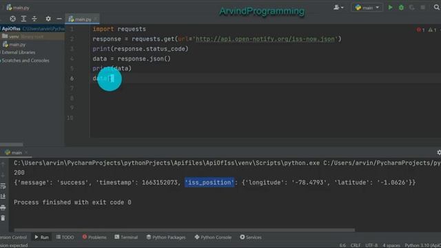 Accessing current position of international space station  in python