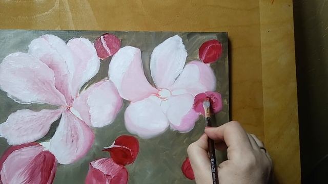 ? Как нарисовать цветы сакуры маслом, как нарисовать цветы вишни