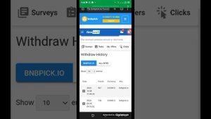 bnbpick.io withdraw proof and conversion of points / dollar into BNB crypto currency
