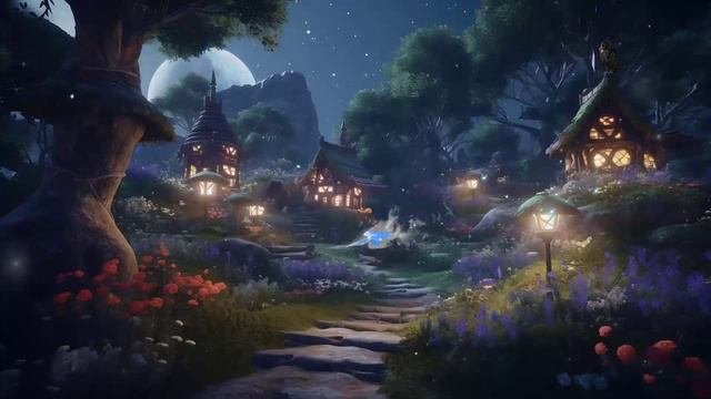 Enchanted Forest Ambience Night✨🌳 🧚♀ Nature Sounds 🌙 Relax And Sleep Music Flute 😴 1 Hour