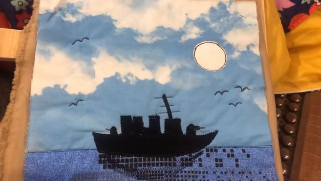 Текстильное панно. Морской пейзаж. Подарок на 23 февраля. смотреть онлайн