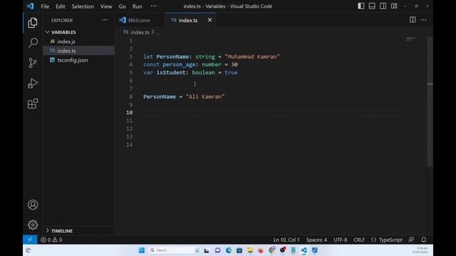 How to declare a variable in TypeScript. With code example on TypeScript Insights