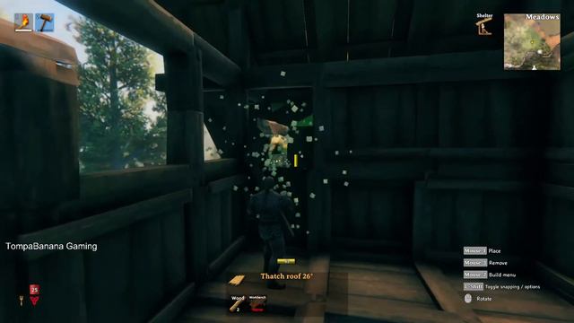 Valheim, casual Gameplay, 5 biomes island. Part 2. Housebuild, wall, trench (with devcommands).